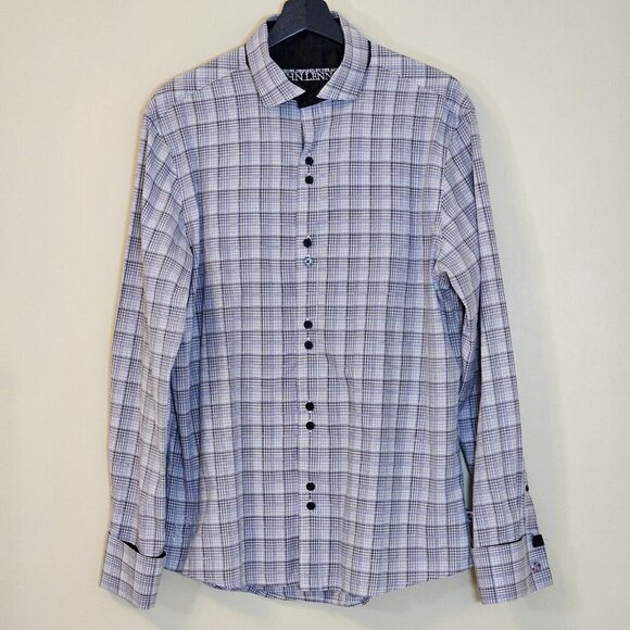 John Lennon Shirt Mens M Plaid Button Up LS Embroidery Hippie Boho Velvet Artsy - Picture 9 of 16